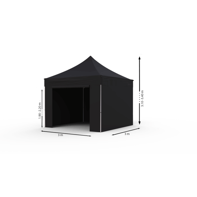 Namiot handlowy - ekspresowy, stalowy, 3x3 czarny Zeltpro PROFRAME 7