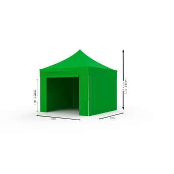 Namiot handlowy - ekspresowy, stalowy, 3x3 zielony Zeltpro PROFRAME 9