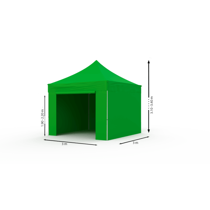 Namiot handlowy - ekspresowy, stalowy, 3x3 zielony Zeltpro PROFRAME 9