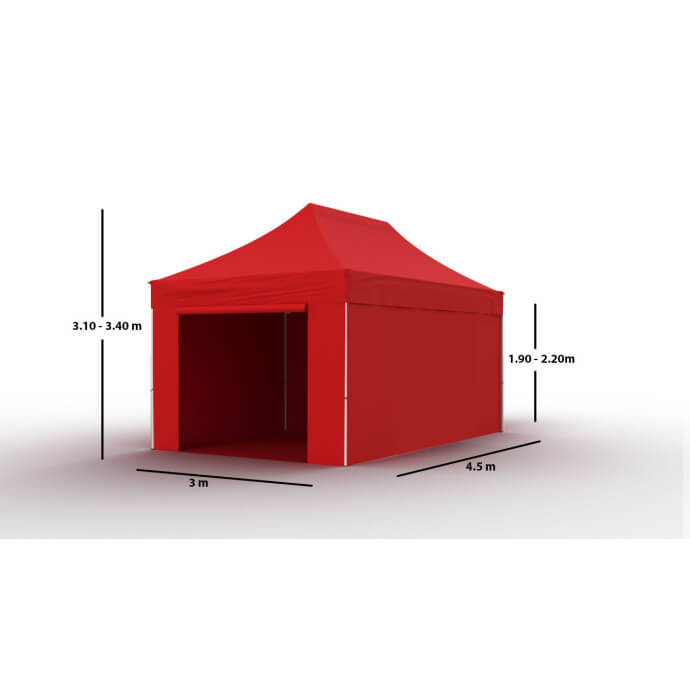 Namiot handlowy - ekspresowy, stalowy, 3x4,5 czerwony Zeltpro PROFRAME 8