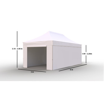 Namiot handlowy - ekspresowy, stalowy, 3x6 biały Zeltpro PROFRAME 6