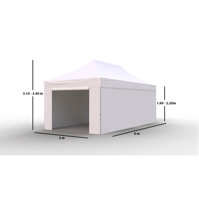 Namiot handlowy - ekspresowy, stalowy, 3x6 biały Zeltpro PROFRAME 6