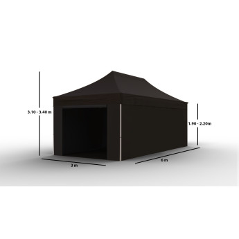 Namiot handlowy - ekspresowy, stalowy, 3x6 czarny Zeltpro PROFRAME 6