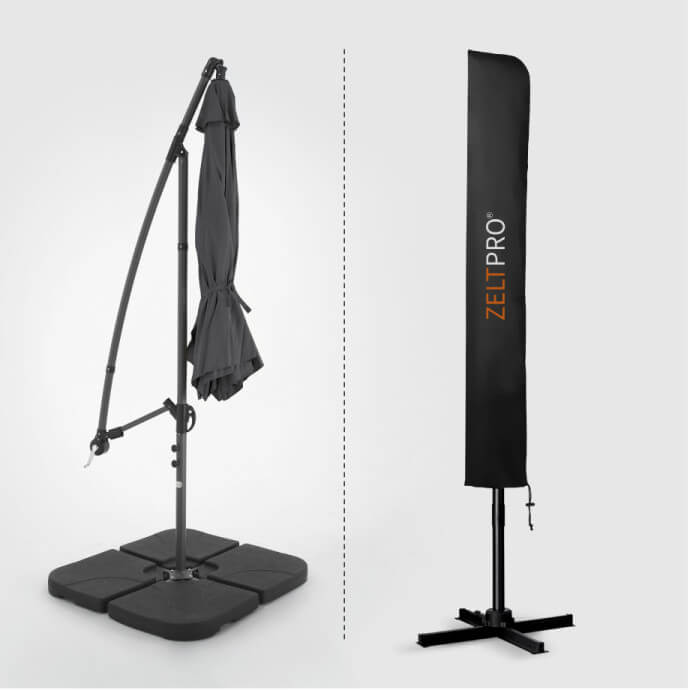 Parasol ogrodowy z pokrowcem Select Antracytowy 12