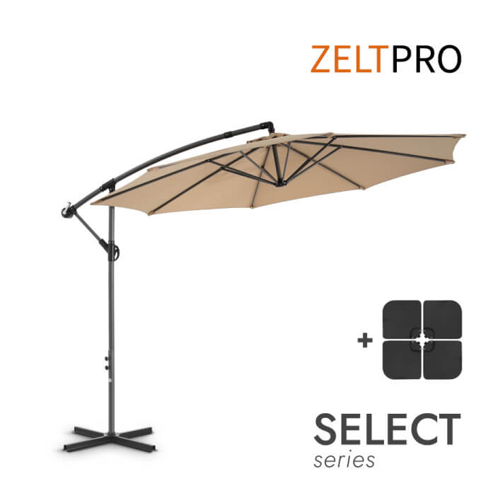 Parasol ogrodowy z podstawą Select Taupe 1