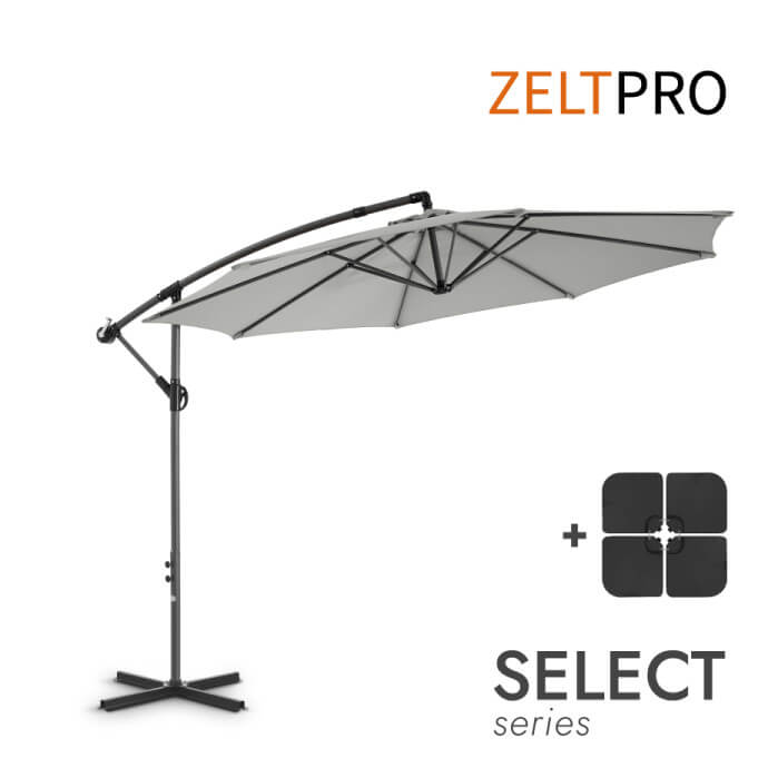 Parasol ogrodowy z podstawą Select Light Grey 1