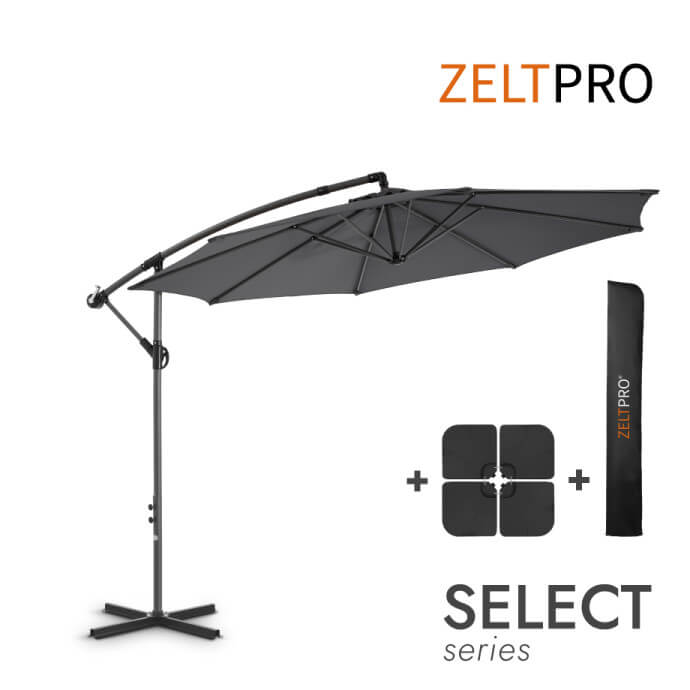 Parasol ogrodowy z podstawą i pokrowcem Select Antracytowy 1