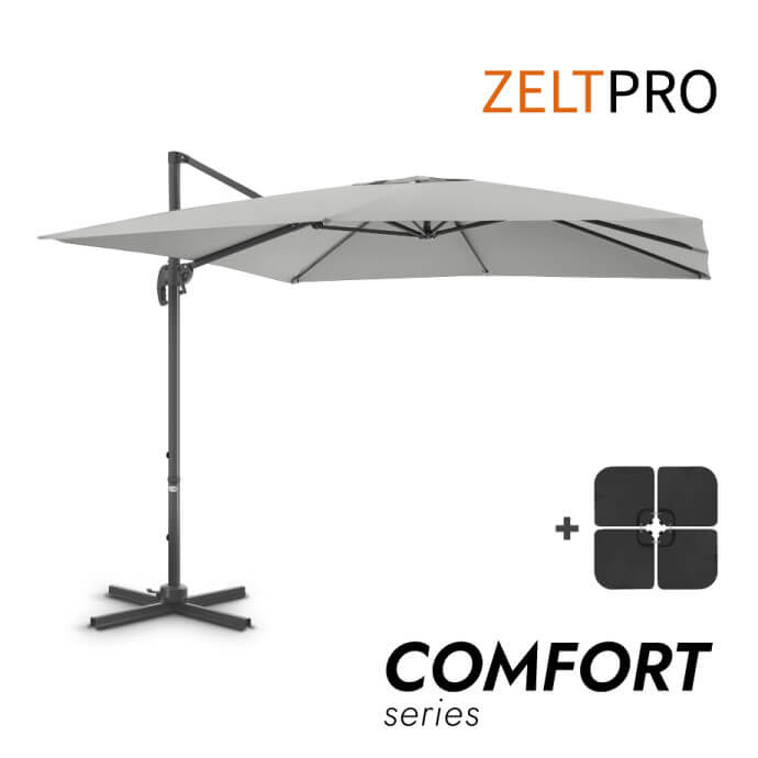 Parasol ogrodowy z podstawą Comfort Light Grey 1