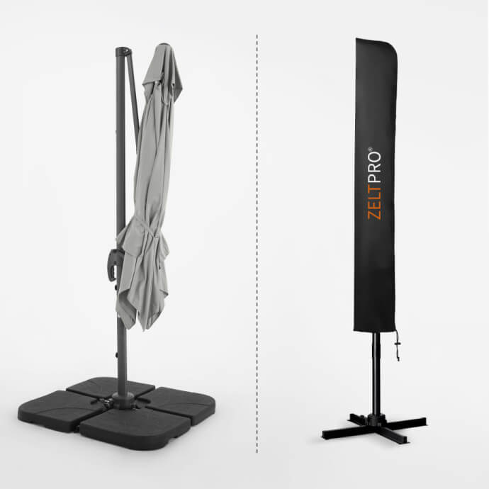 Parasol ogrodowy z podstawą Comfort Light Grey 14