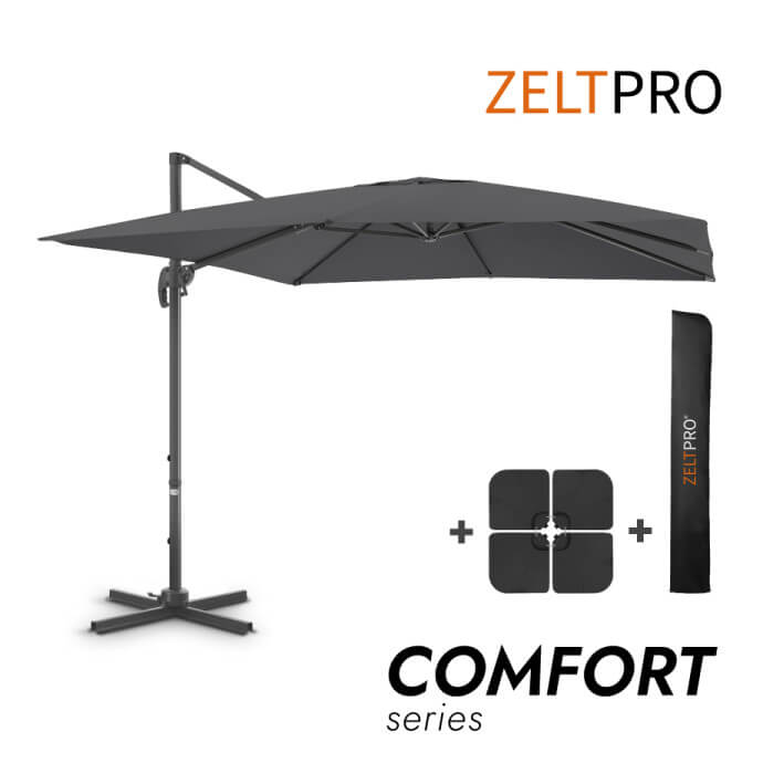 Parasol ogrodowy z podstawą i pokrowcem Comfort Antracytowy 1