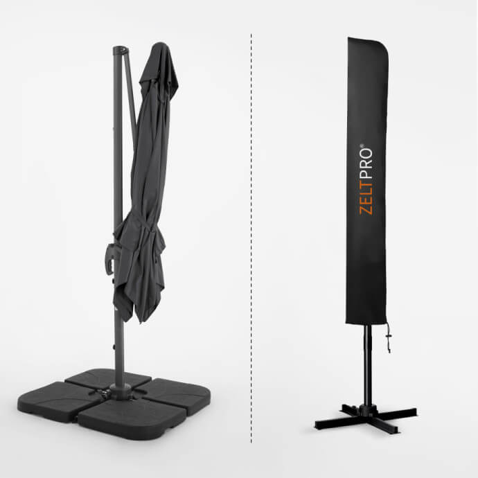 Parasol ogrodowy z podstawą i pokrowcem Comfort Antracytowy 13