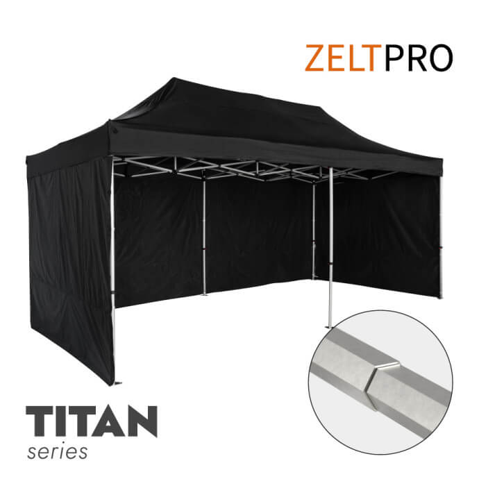 Namiot handlowy - ekspresowy, aluminiowy, 3x6 czarny Zeltpro TITAN 1