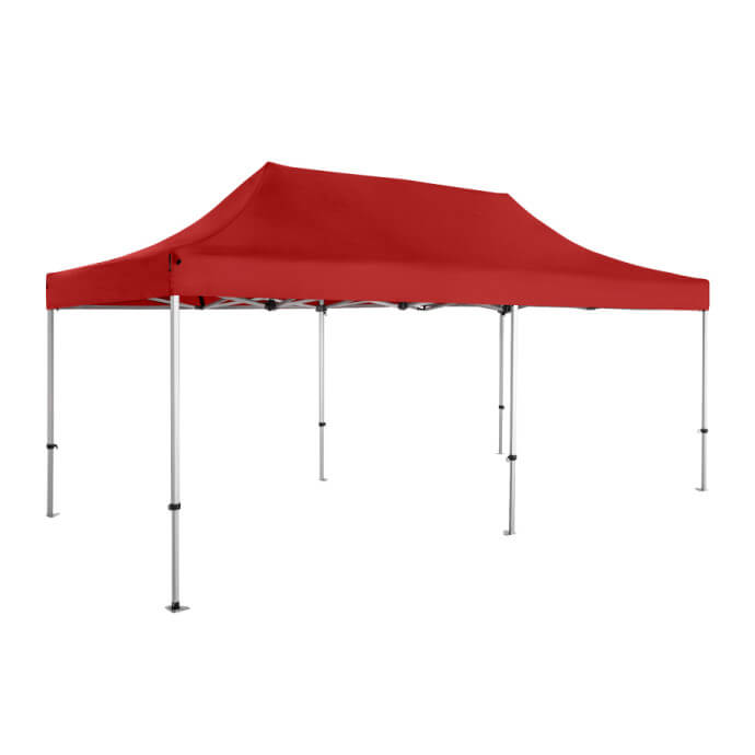 Namiot handlowy - ekspresowy, aluminiowy, 4x6 czerwony Zeltpro PREMIUM+ ze 4 ścianami, koszem 5