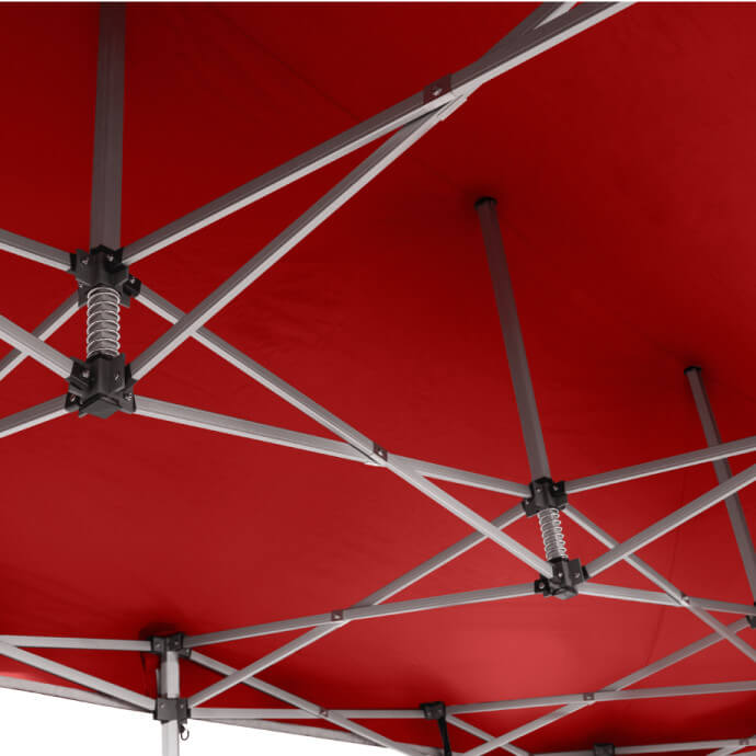 Namiot handlowy - ekspresowy, aluminiowy, 4x6 czerwony Zeltpro PREMIUM+ ze 4 ścianami, koszem 8