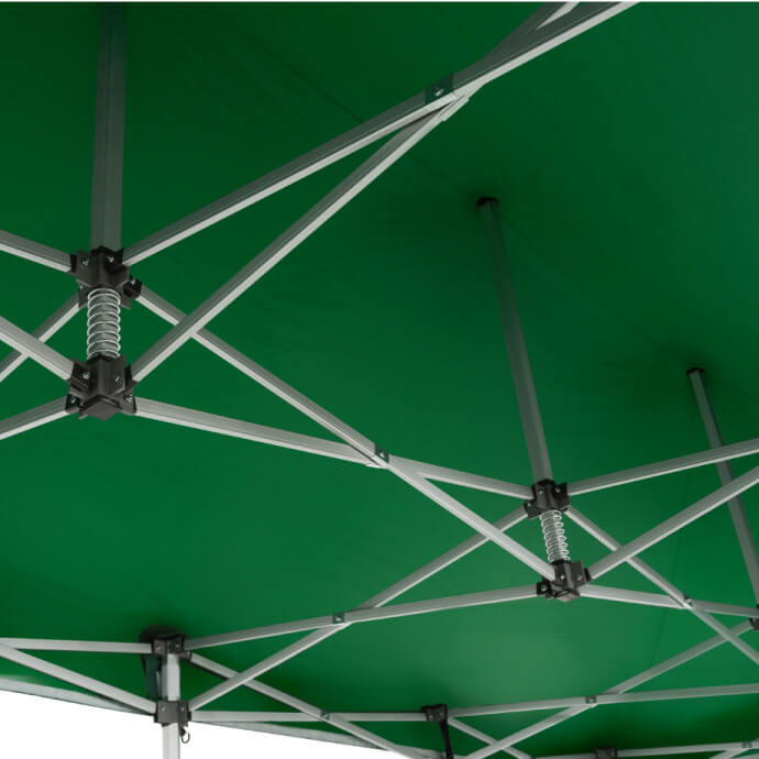 Namiot handlowy - ekspresowy, aluminiowy, 4x6 zielony Zeltpro PREMIUM+ ze 4 ścianami, koszem 8