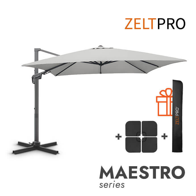 Parasol ogrodowy z podstawą (pokrowiec w zestawie) Maestro Light Grey 1