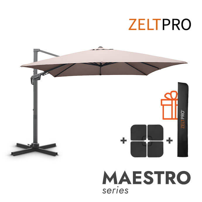 Parasol ogrodowy z podstawą (pokrowiec w zestawie) Maestro Taupe 1