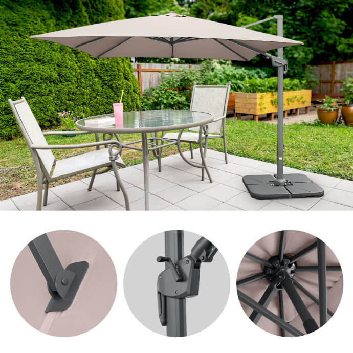 Parasol ogrodowy z podstawą (pokrowiec w zestawie) Maestro Taupe 17