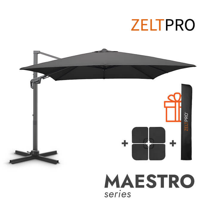 Parasol ogrodowy z podstawą (pokrowiec w zestawie) Maestro Antracytowy 1