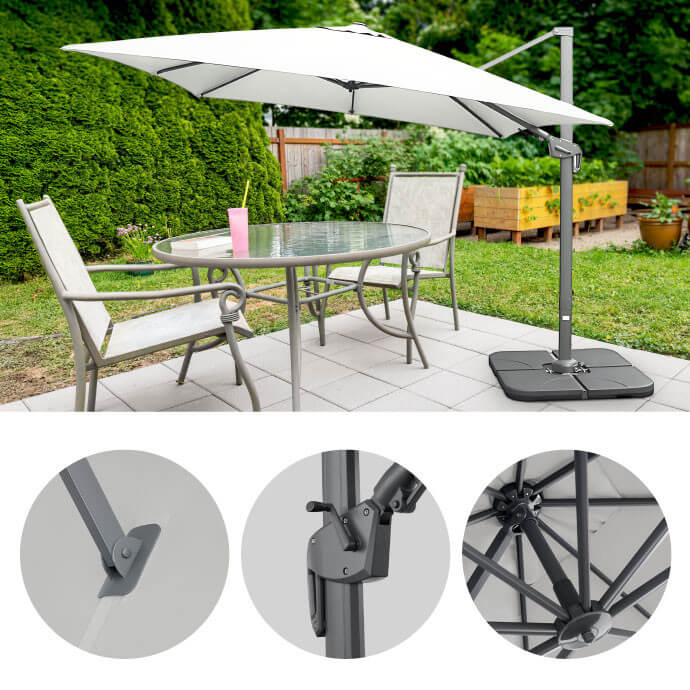 Parasol ogrodowy z podstawą Solid (pokrowiec w zestawie) Maestro Light Grey 18