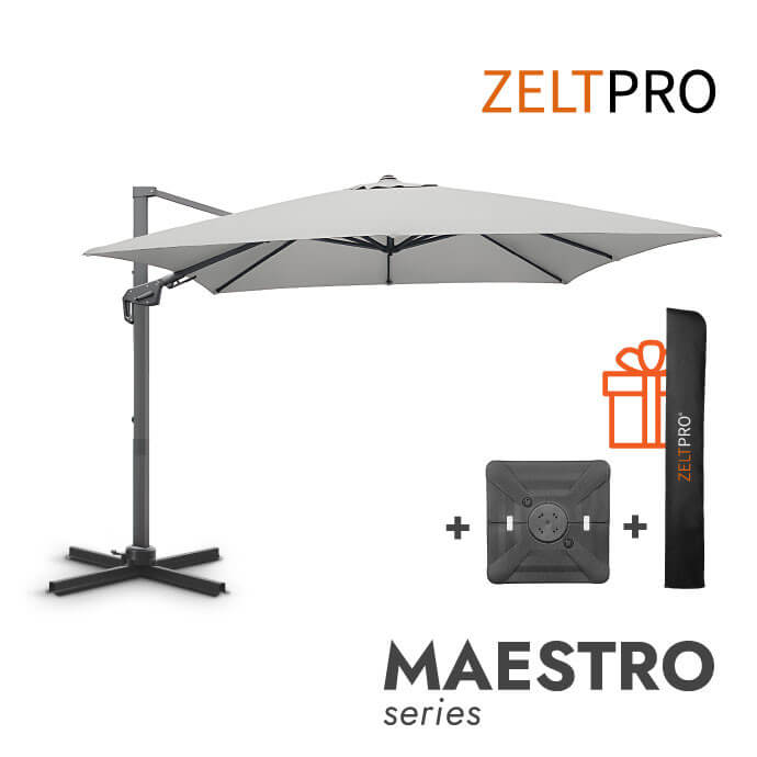 Parasol ogrodowy z podstawą Solid (pokrowiec w zestawie) Maestro Light Grey 1