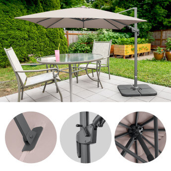 Parasol ogrodowy z podstawą Solid (pokrowiec w zestawie) Maestro Taupe 17