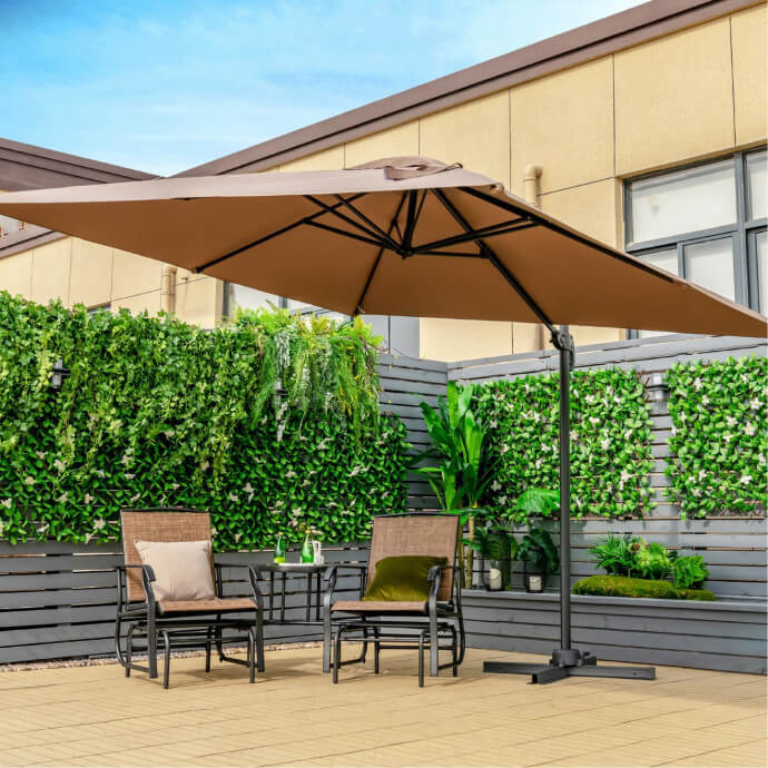 Parasol ogrodowy z podstawą Solid Comfort Taupe 13