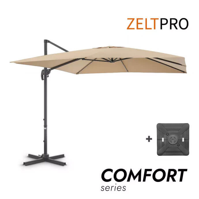 Parasol ogrodowy z podstawą Solid Comfort Taupe 1