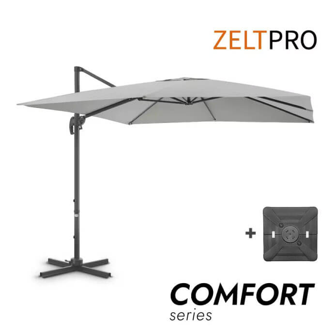 Parasol ogrodowy z podstawą Solid Comfort Light Grey 1