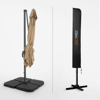 Parasol ogrodowy z podstawą Solid i pokrowiec Comfort Taupe 12