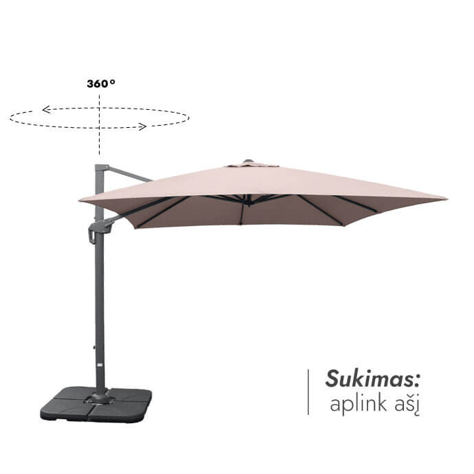 Parasol ogrodowy z podstawą Solid (pokrowiec w zestawie) Lounge Taupe 3