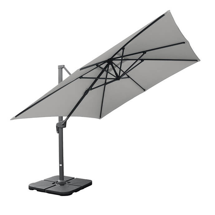 Parasol ogrodowy z podstawą Solid (pokrowiec w zestawie) Lounge Light Grey 12