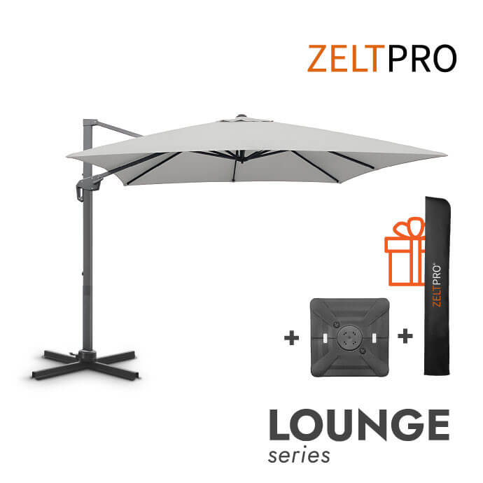 Parasol ogrodowy z podstawą Solid (pokrowiec w zestawie) Lounge Light Grey 1