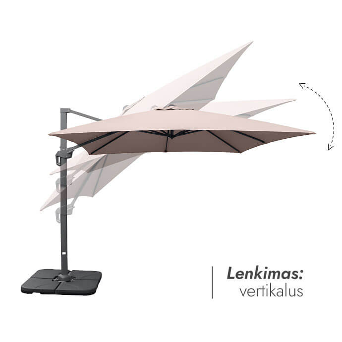 Parasol ogrodowy z podstawą (pokrowiec w zestawie) Lounge Taupe 2