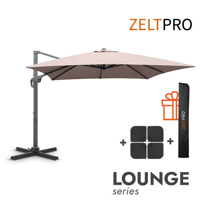 Parasol ogrodowy z podstawą (pokrowiec w zestawie) Lounge Taupe 1