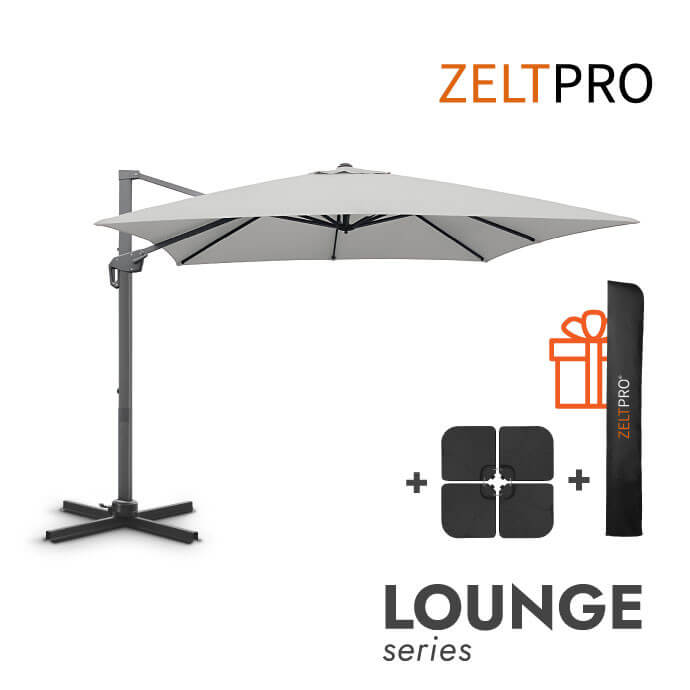 Parasol ogrodowy z podstawą (pokrowiec w zestawie) Lounge Light Grey 1