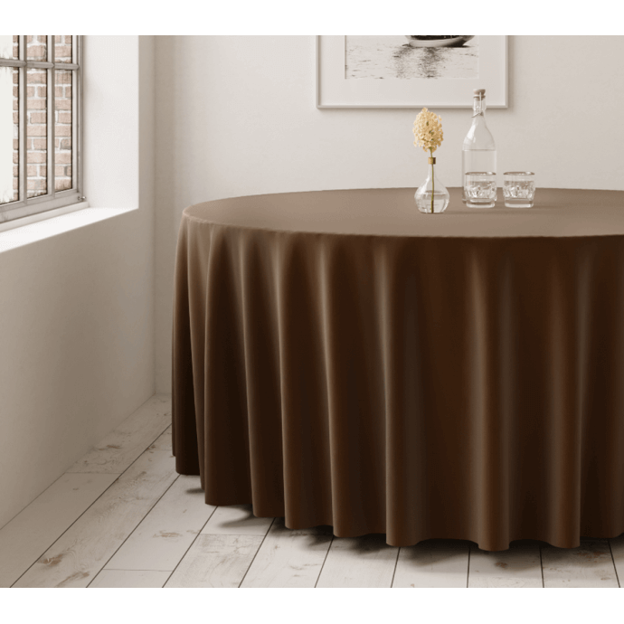 Obrus plamoodporny okrągły Restly brązowy D320 1