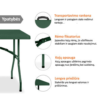 Stół cateringowy składany 180 cm. zielony 2