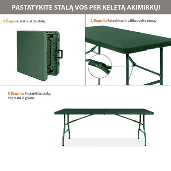 Stół cateringowy składany 180 cm. zielony 7