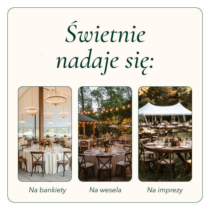 Krzesło rustykalne bankietowe - weselne Boho CrossBack 5