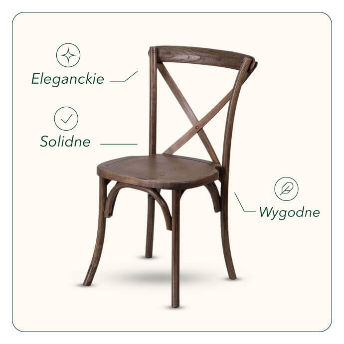 Krzesło rustykalne bankietowe - weselne Boho CrossBack 6