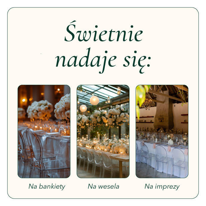 Krzesło bankietowe - weselne transparentne Queen (ghost) 5