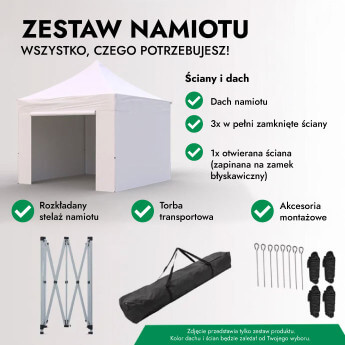 Namiot handlowy - ekspresowy, stalowy, 3x3 czerwony Zeltpro PROFRAME 24