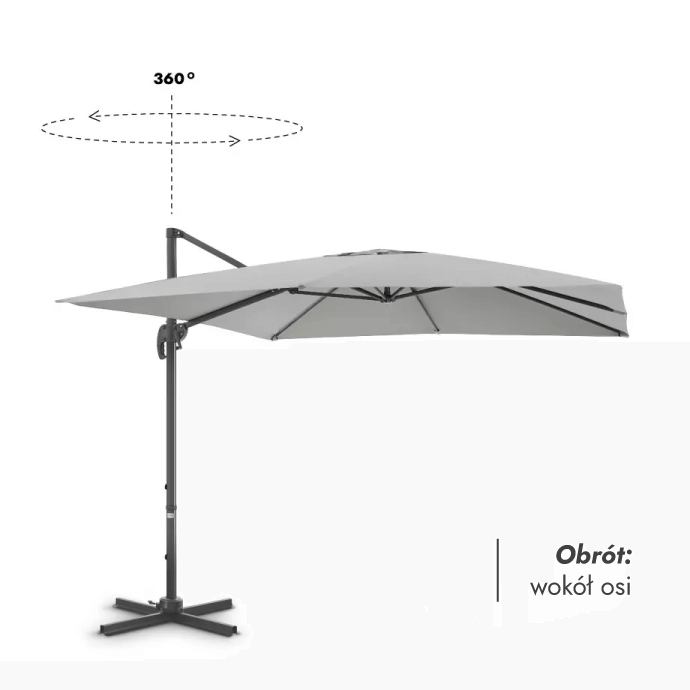 Parasol ogrodowy z podstawą Solid Comfort Light Grey 3
