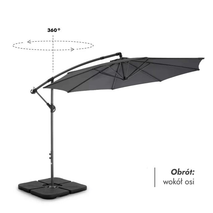 Parasol ogrodowy z podstawą Select Antracytowy 2