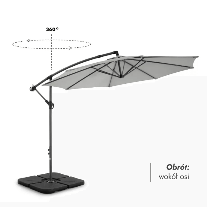Parasol ogrodowy z podstawą Select Light Grey 3