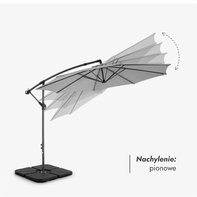Parasol ogrodowy z podstawą i pokrowcem Select Light Grey 2