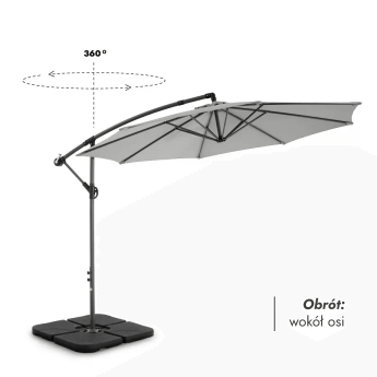 Parasol ogrodowy z podstawą i pokrowcem Select Light Grey 3