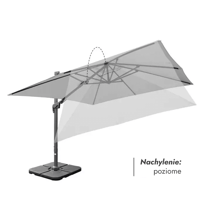 Parasol ogrodowy z podstawą Solid (pokrowiec w zestawie) Maestro Light Grey 4
