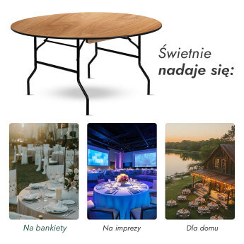 Stół bankietowy (konferencyjny) drewniany, okrągły D180 9